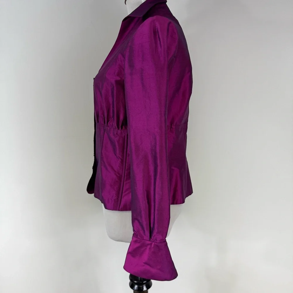 SHANI Stand Collar Silk Shantung Blouse Size 10 NWT - Picture 10 of 10